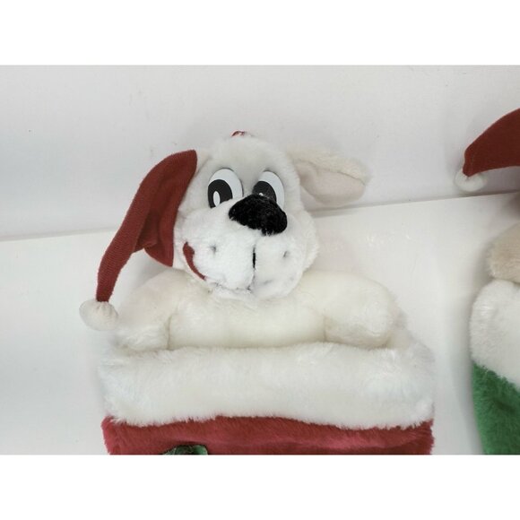 Set Of 2 Vintage Christmas Stockings Purina Beggin Strips Dog Puppy Red Green - Picture 5 of 10
